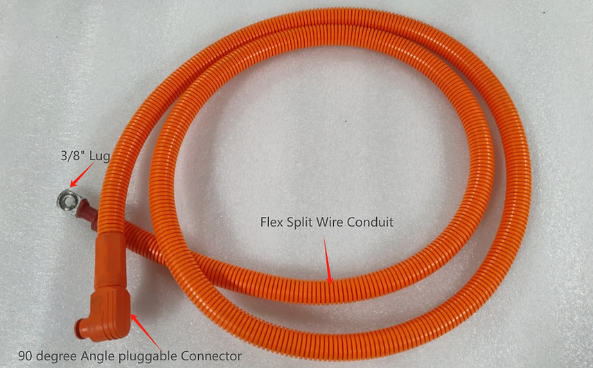 Ruixu Lithi2-16 Battery to Inverter Cables | Black + Orange | 1/0 AWG cables - 3/8" Lug