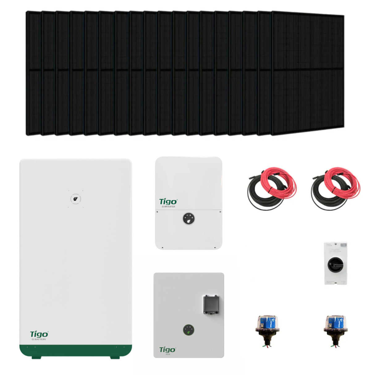 Tigo High Voltage Solar + Battery Bundle | Tigo EI 11.4kW Inverter | 200A Automatic Transfer Switch | 10kWh or More Energy Storage | 10kW+ Solar PV