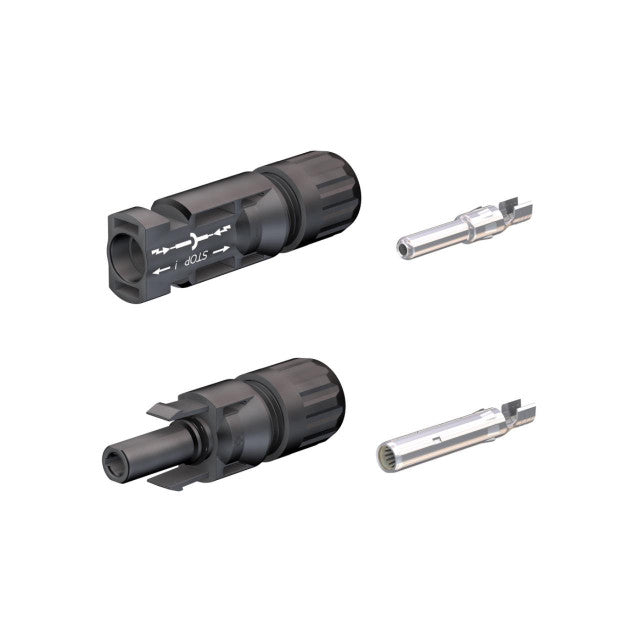 Two Stäubli MC4 Male and Female Connectors