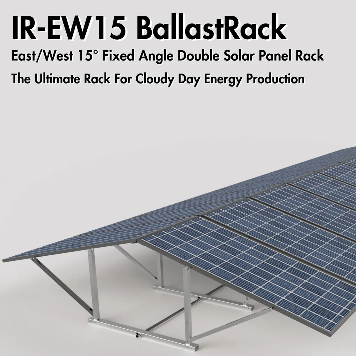 IntegraRack IR-EW15 BallastRack | East/West 15° Fixed Angle Double Solar Panel Rack | 2 Panels Per Frame