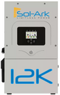 Sol-Ark power system with a display and '12K' branding on a white background