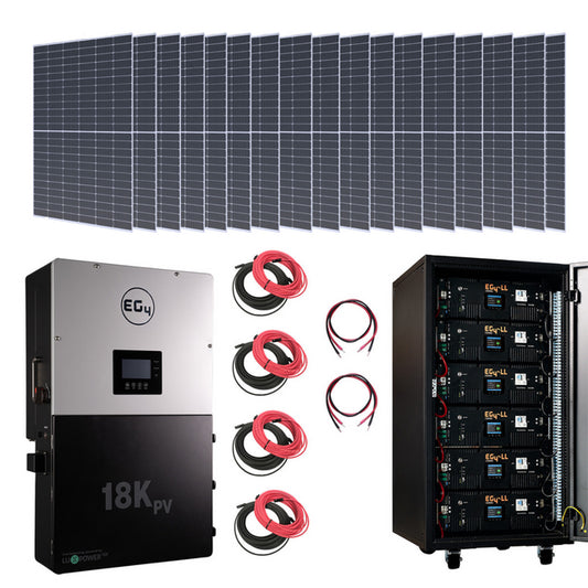 Complete Hybrid Solar Kit - 12,000W 120/240V Output + 30.72kWh EG4 Lithium Powerwall + 12.2 kW Watts of Solar PV [KIT-E0005]