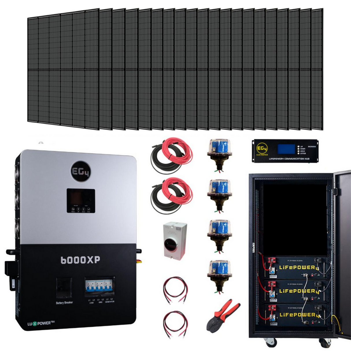 Complete Off-Grid Solar Kit EG4 6000XP | 8000W PV Input | 6000W Output | 48V 120/240V Split Phase + 6660 Watts of Solar PV