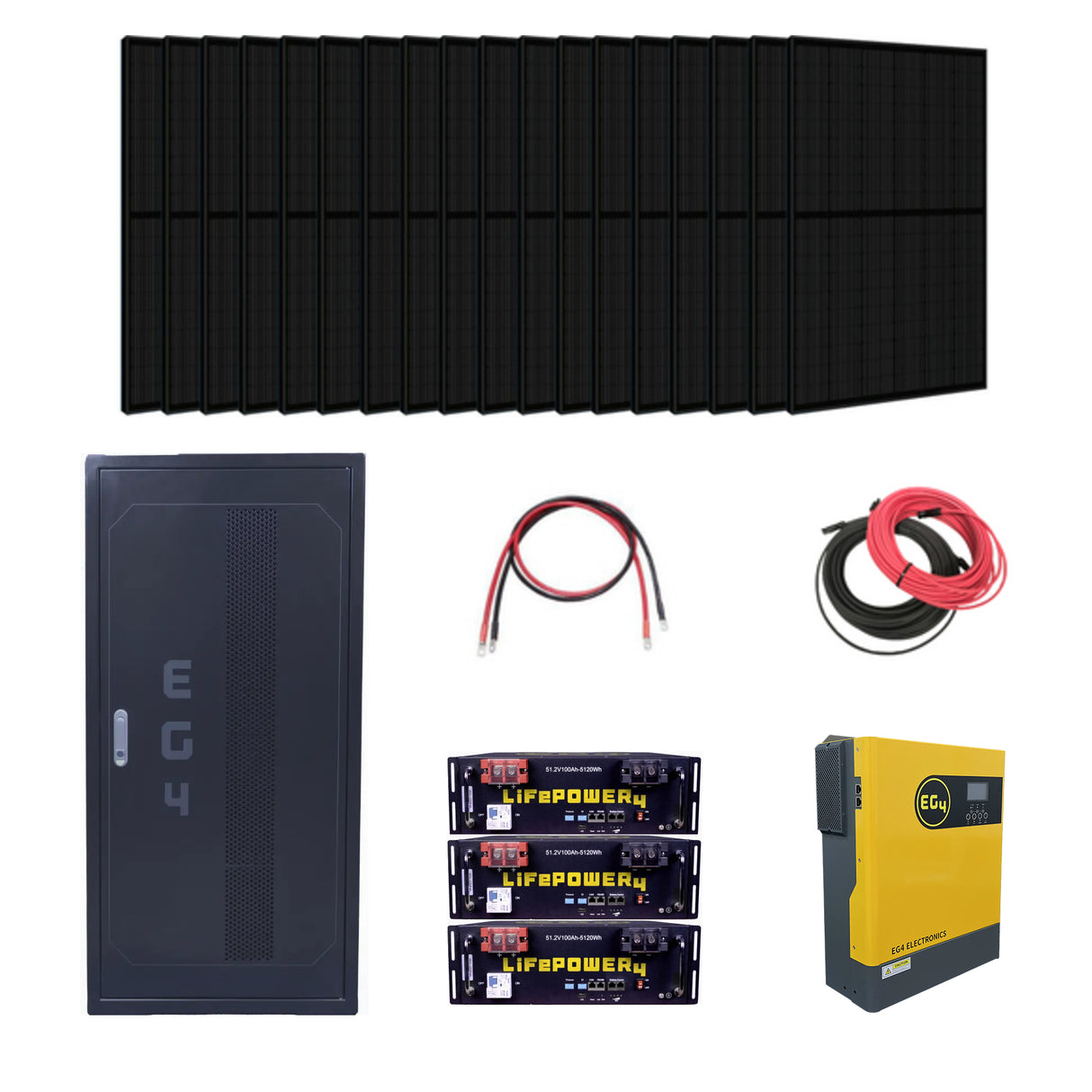 Complete Off-Grid Solar Kit - 3000W 120V Output / 48VDC [15.4kWh EG4-LifePower4 Lithium Powerwall] 48VDC + 4,740 Watts of Solar PV