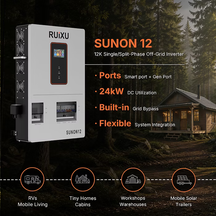 RUiXU Single/Split-Phase Off-Grid Inverter | SUNON12 | 12kW | UL1741