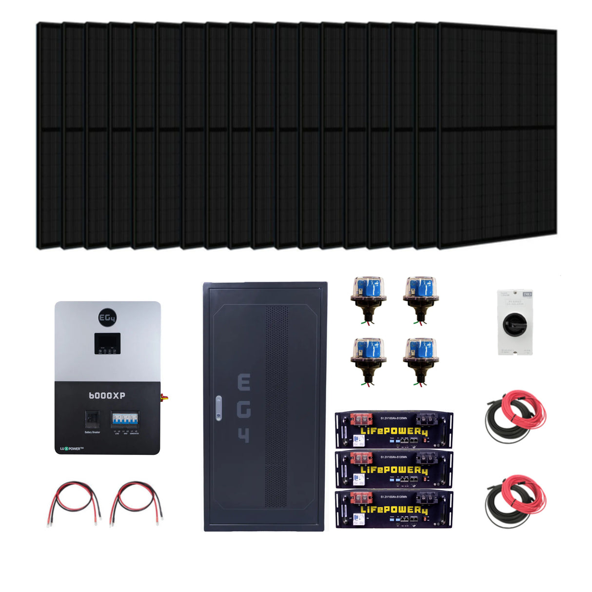 Complete Off-Grid Solar Kit EG4 6000XP | 8000W PV Input | 6000W Output | 48V 120/240V Split Phase + 6660 Watts of Solar PV