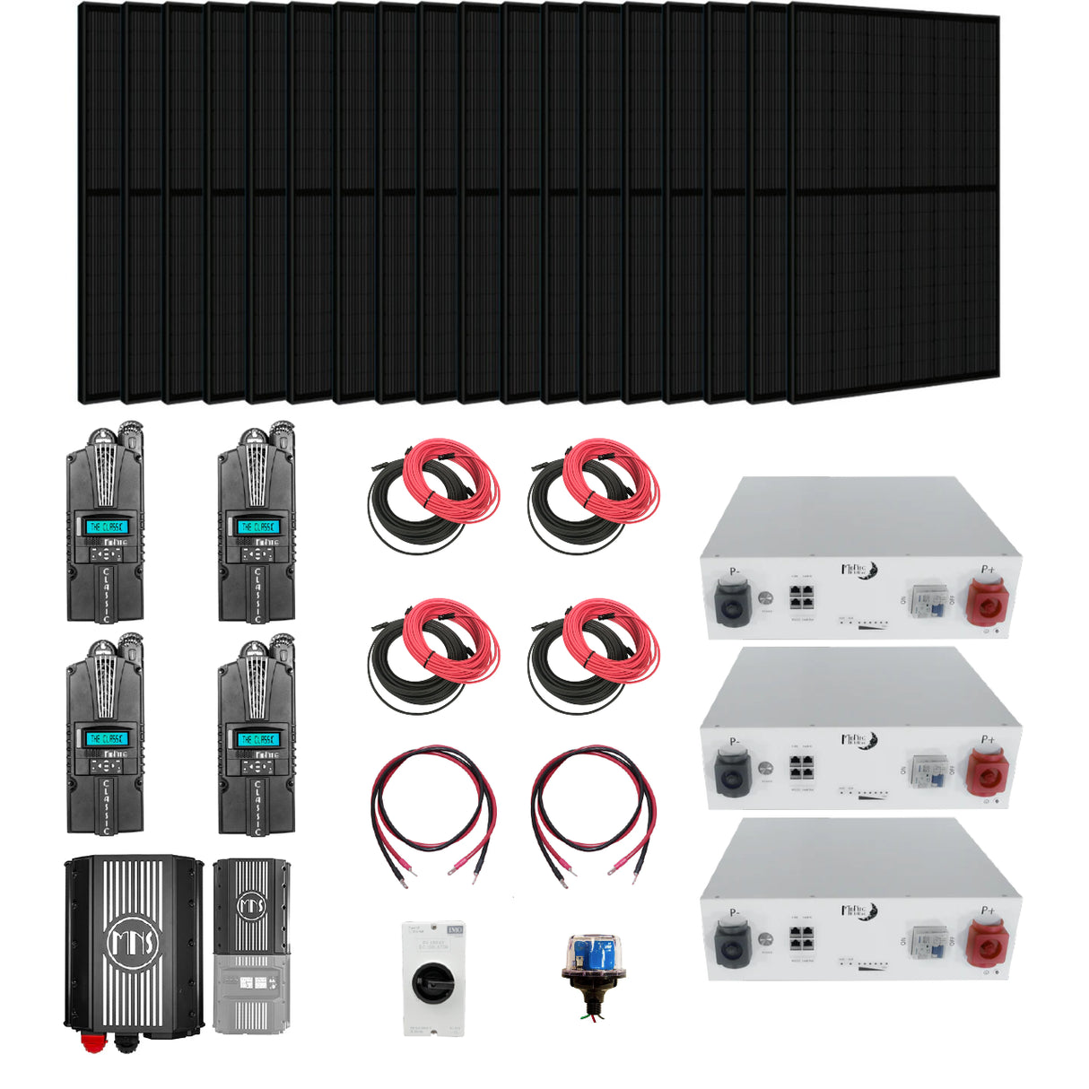 Complete Midnite Solar Off-Grid Solar Kit | 7000W Output | 48V 120/240V Split Phase + 6400 Watts of Solar PV | 15.3kWh Lithium Battery Storage