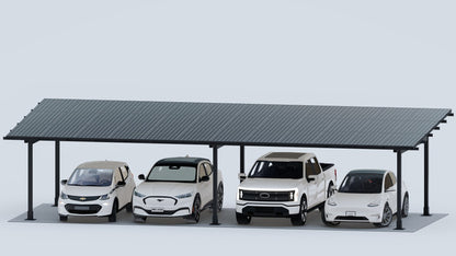 Chiko USA Residential Steel Carport | Black | Solar Pergola | Solar Gazebo