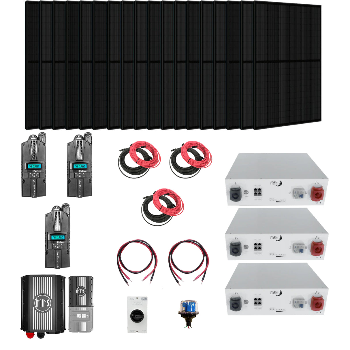 Complete Midnite Solar Off-Grid Solar Kit | 7000W Output | 48V 120/240V Split Phase + 6400 Watts of Solar PV | 15.3kWh Lithium Battery Storage