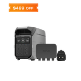 EcoFlow DELTA Pro 3 with Smart Home Panel 2 and transfer switch modules for whole-home backup integration.