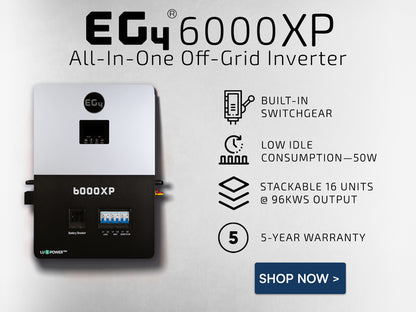 Complete Off-Grid Solar Kit EG4 6000XP | 8000W PV Input | 6000W Output | 48V 120/240V Split Phase + 6660 Watts of Solar PV [KIT-E0008]