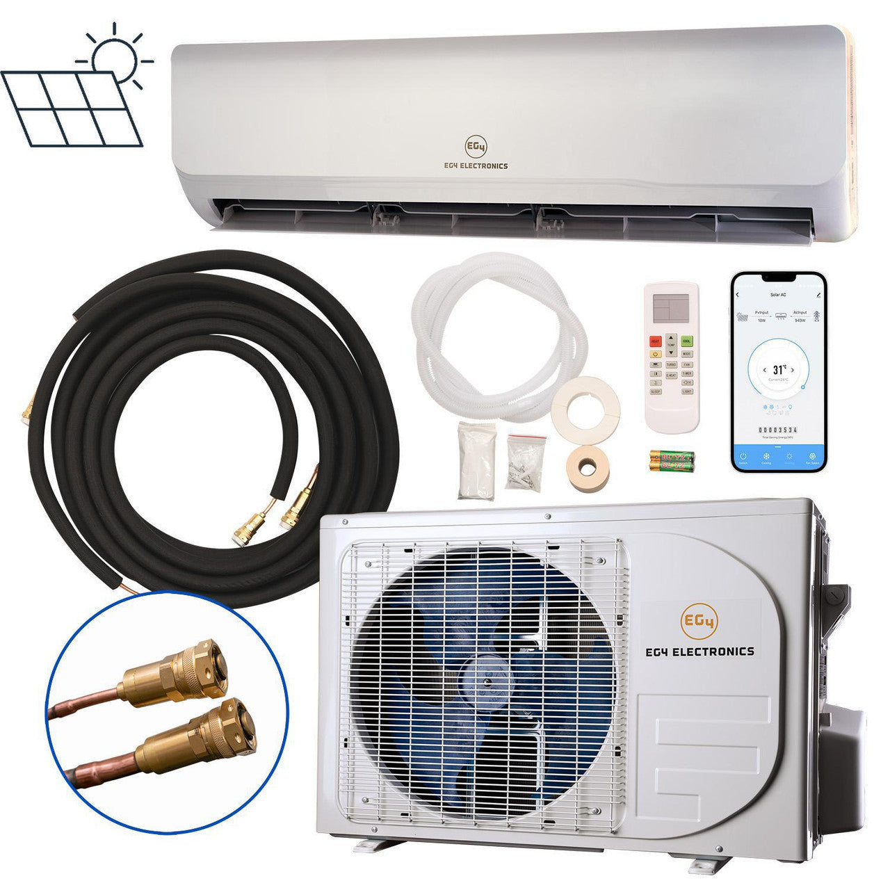 EG4 Hybrid Solar Mini-Split Kit | Energy Star Certified Air Conditioner Heat Pump AC/DC| 24000 BTU | SEER2 21 | + 3150 Watts of Solar PV [KIT-E0012]